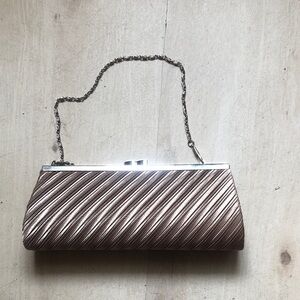 Chic Metallic Bronze Clutch with Chain Strap